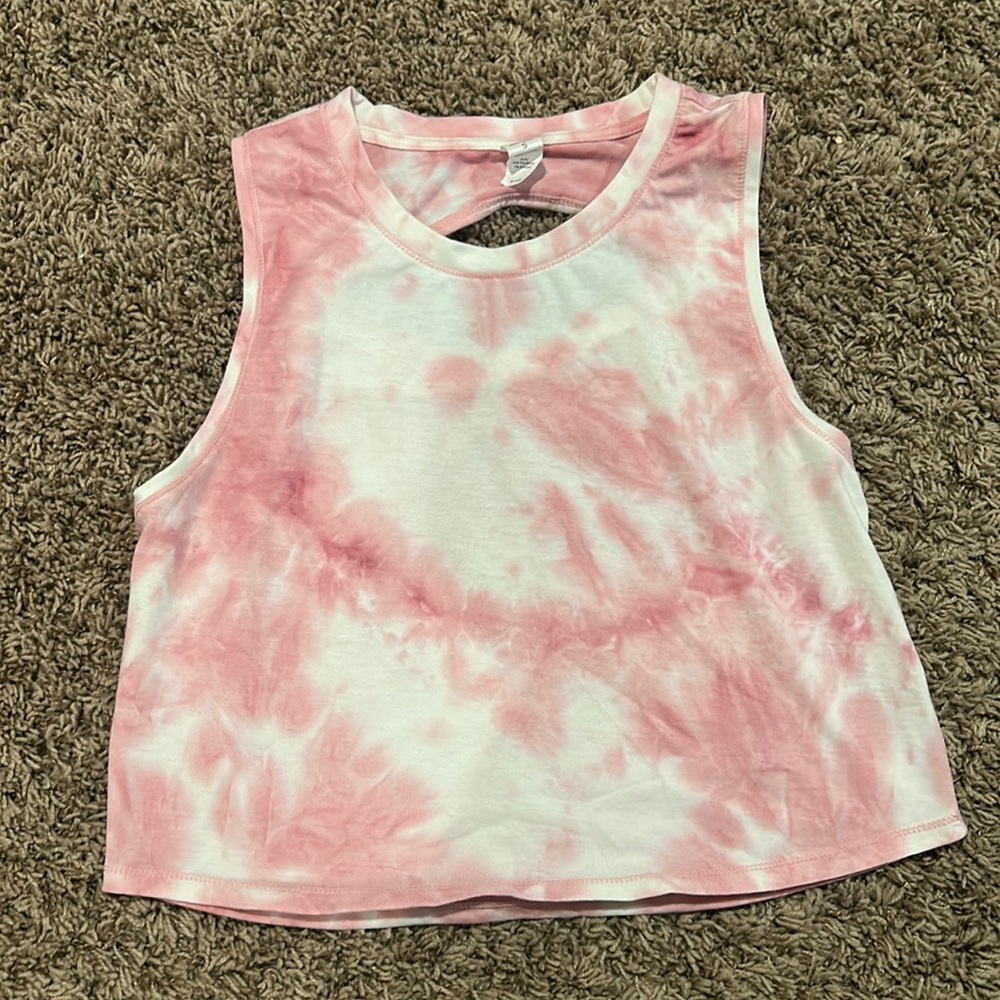 women’s pink and white work out tank